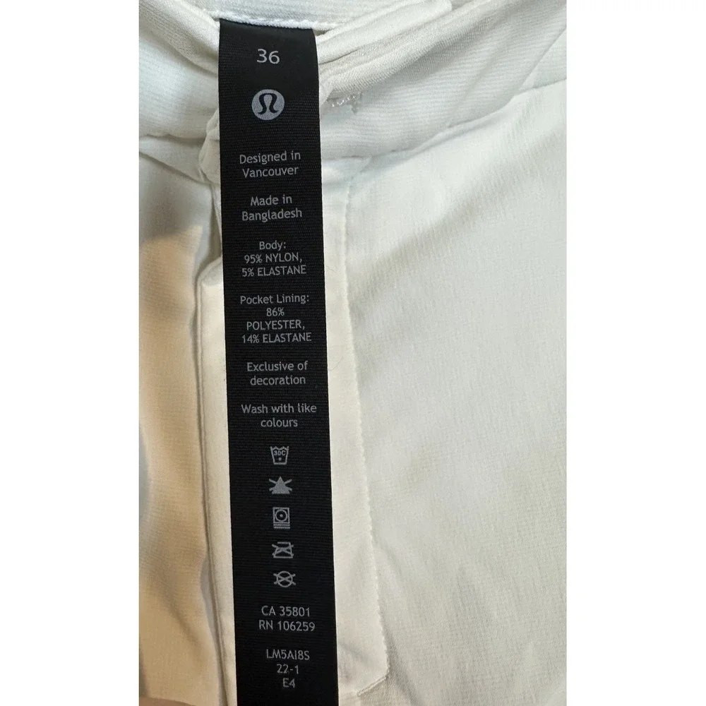 Lululemon Men's ABC Pant Slim Warpstreme‎ white M5A18S Size 36 golf athleisure